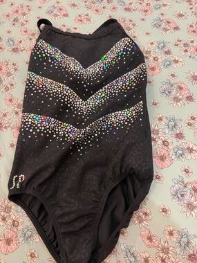 Black Sparkle Rhinestone One-Piece Leotard